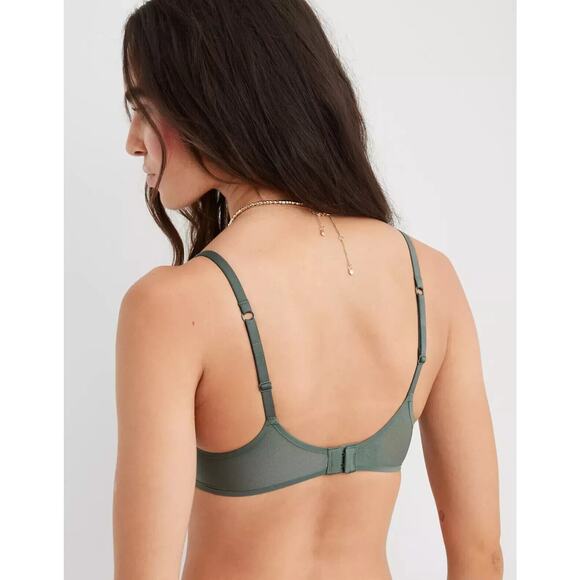 Smoothez by Aerie Bra Full Coverage Sheer Mesh Unlined Underwire In Sage 36D NEW - Picture 8 of 10
